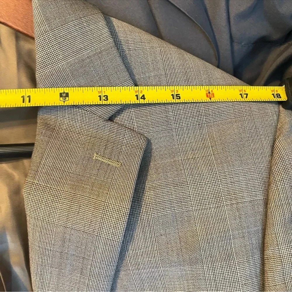 Lauren Ralph Lauren Jacket Mens 41R Gray Plaid 100% Wool Lord + Taylor Blazer